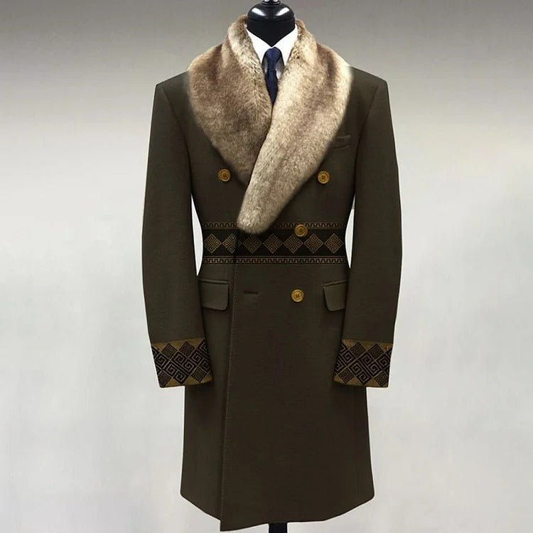 Casual Fashion Fur Lapel Collar Graphic Pattern Long Sleeve Coat