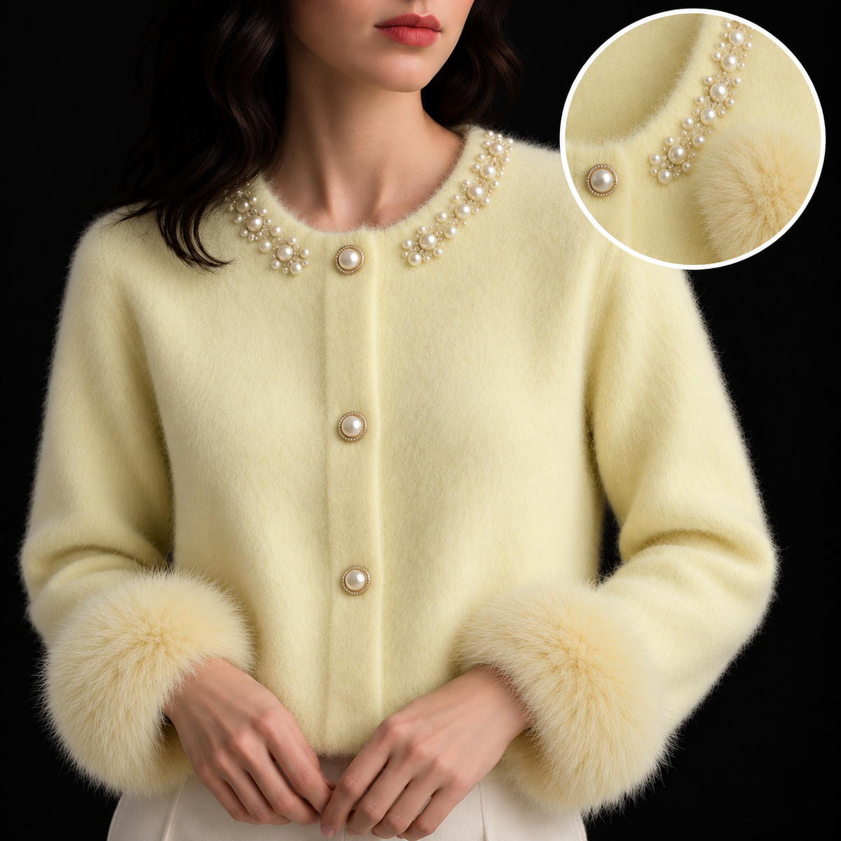 Brinelle | Pearl-Detail Cashmere Cardigan