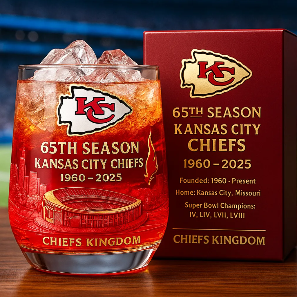 Kansas City Chiefs 65th Season Anniversary Glass