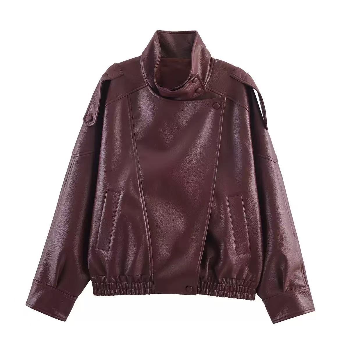 Sienna | Oversized Faux Leather Moto Bomber Jacket