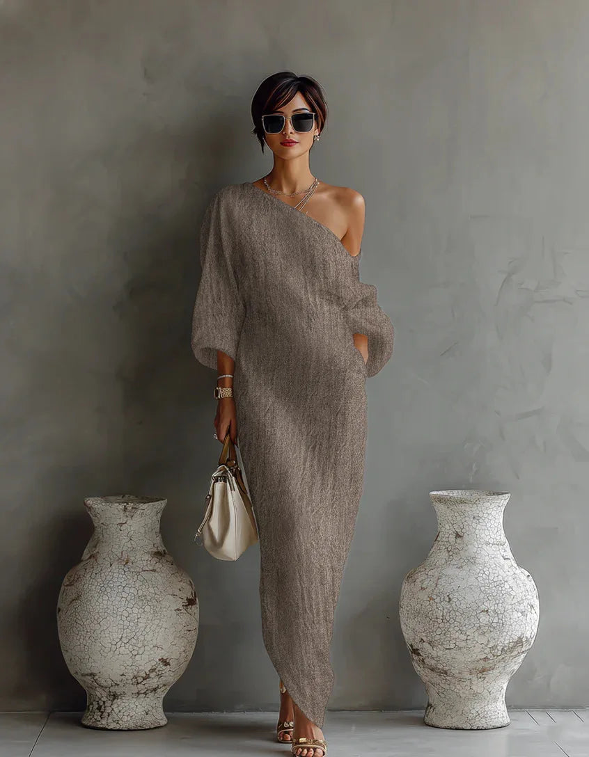 Daisy Linen One Shoulder Dress