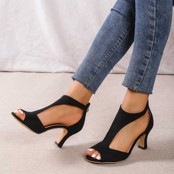 Women's Black Synthetic Block Heels | Comfortable Orthopedic Supportive Footwear 8