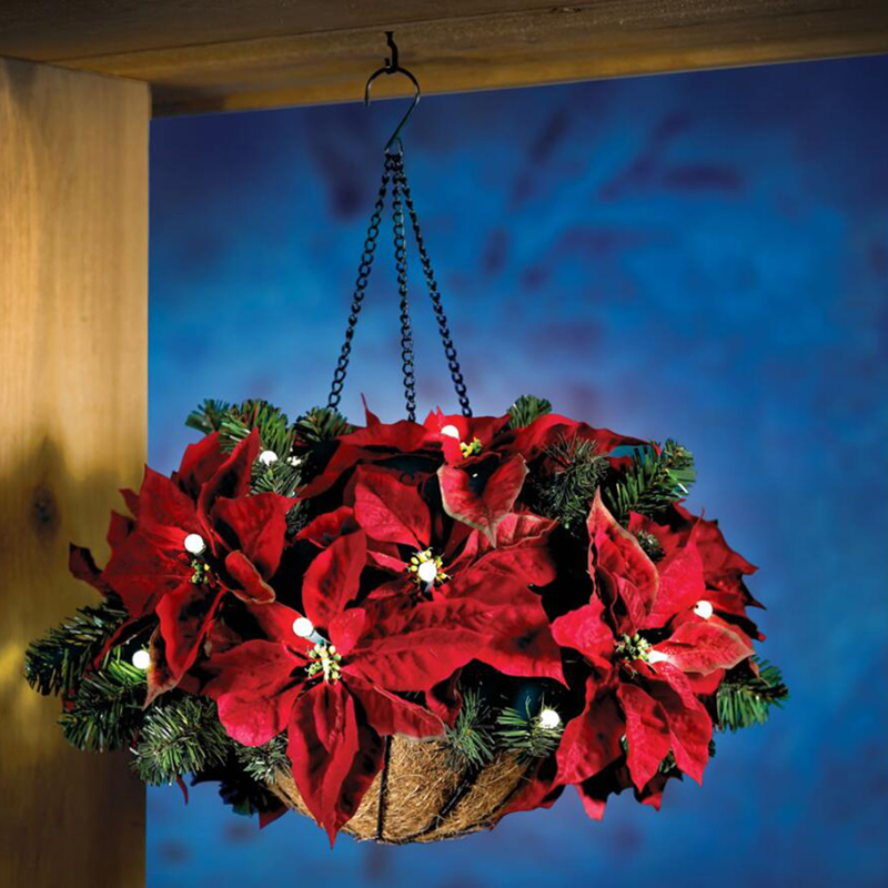 Pre-lit Artificial Christmas Hanging Basket