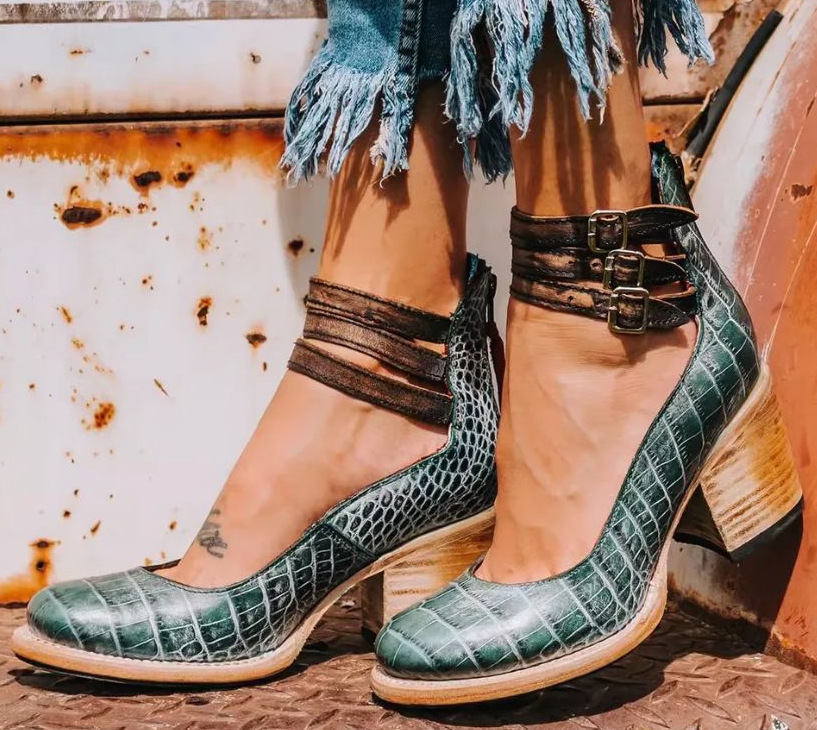 Marigold | Block Heel Ankle Boots with Buckle Straps for Women
