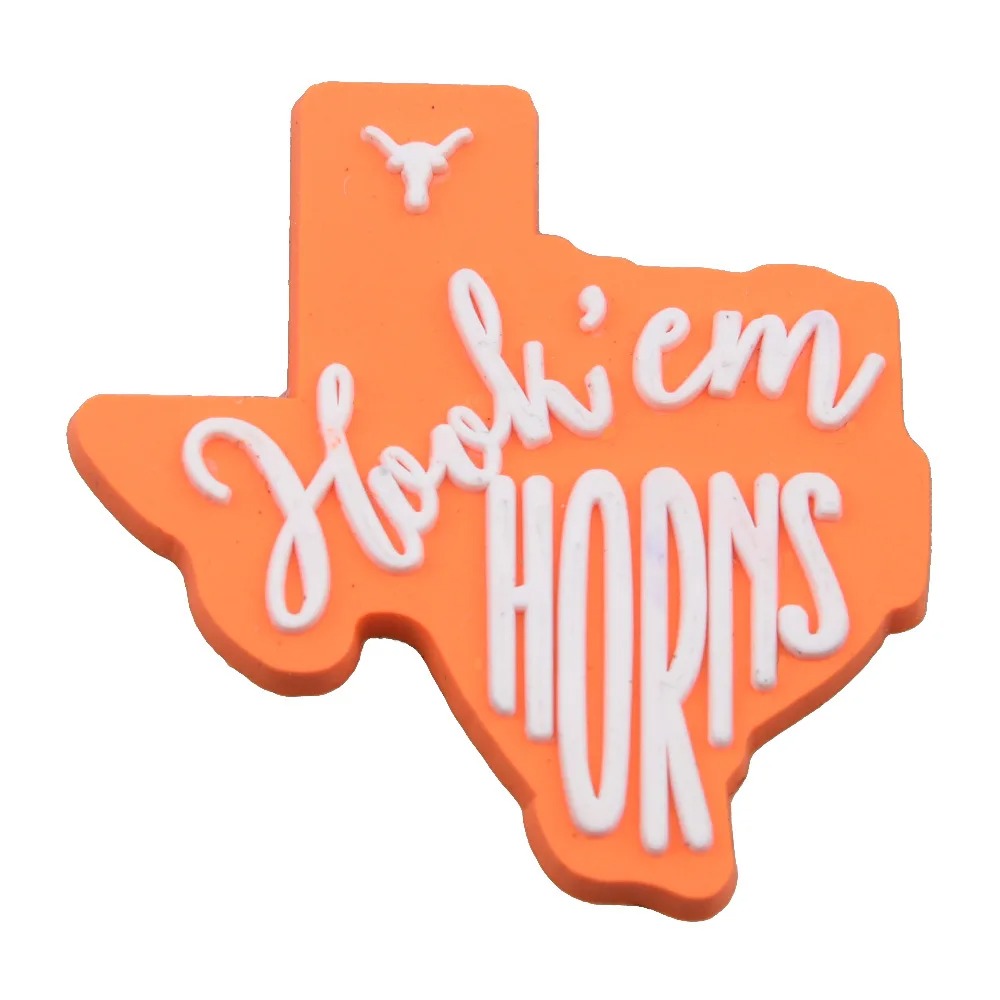 University of Hookem Texas College Sports Shoe Charms – 10pcs PVC Pins for Clogs, Backpacks & Wristbands