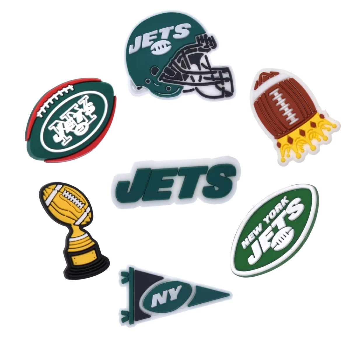 7pcs New york Jets Football Shoe Charms for Clog Sandals – Sports Team Accessories for Birthday Party Gifts