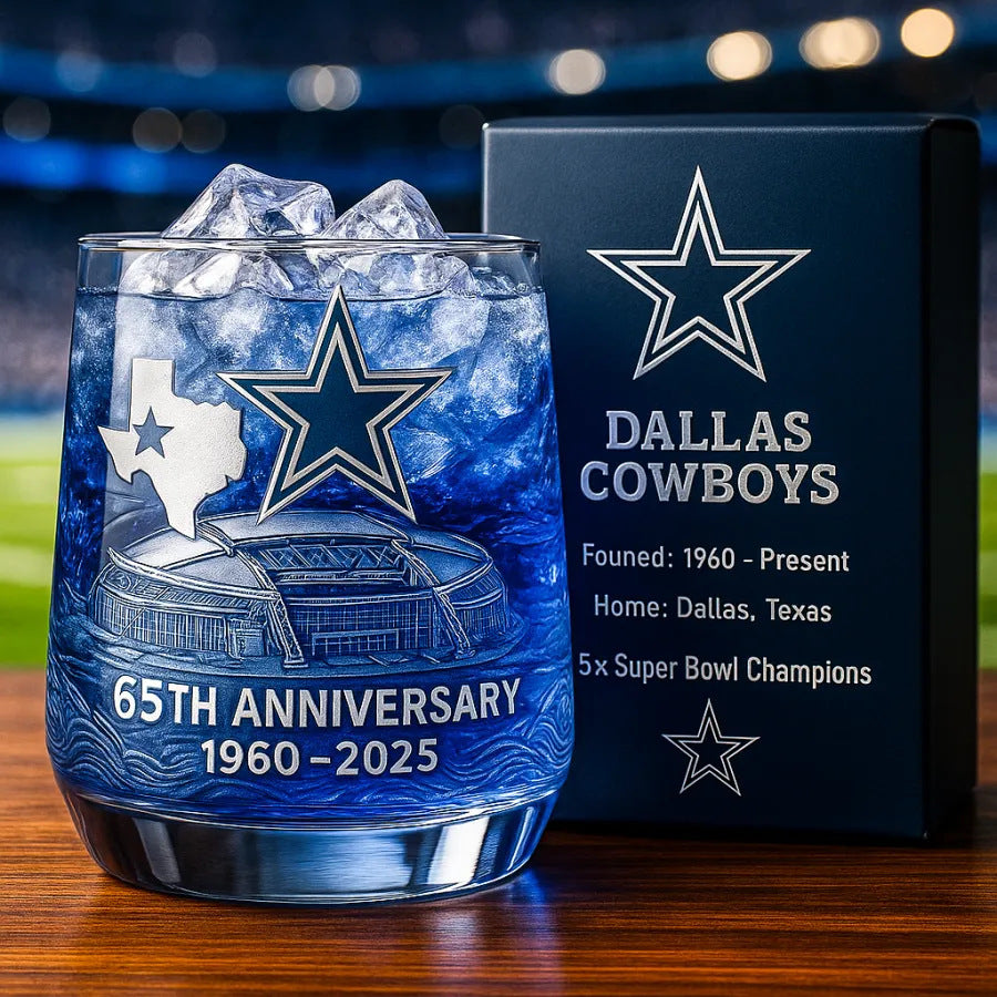 Dallas Cowboys 65th Anniversary Football Glass