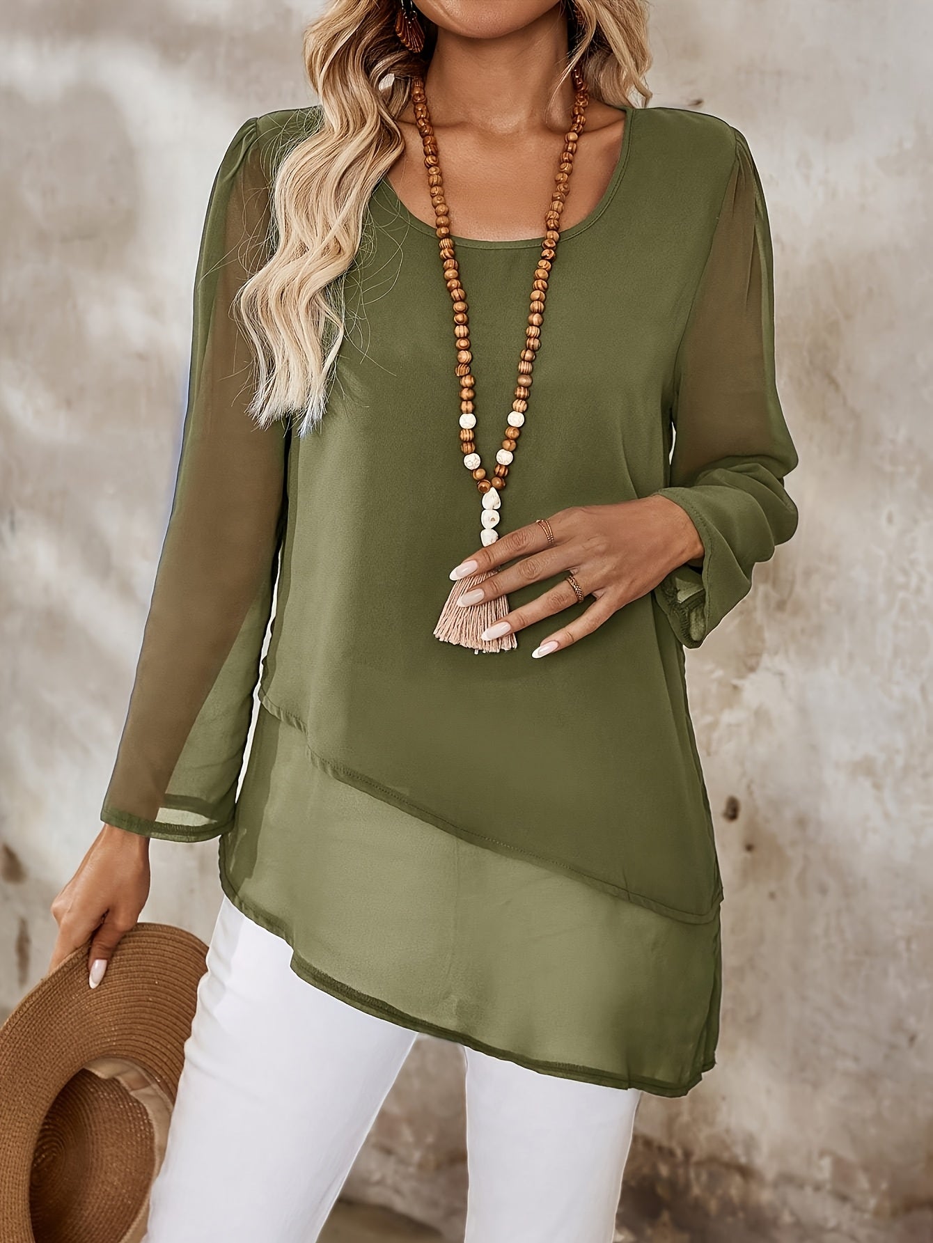 Women's Double-Layer Chiffon Blouse
