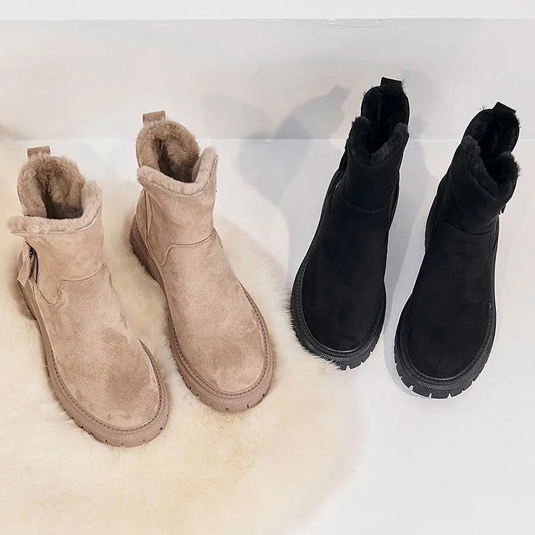 Premium Warm Fur Lining Orthopedic Non Slip Round Toe Snow Boots Women Warm Ankle Winter Shoes