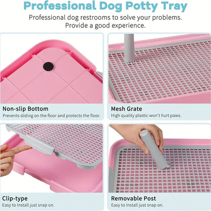 Dog Litter Box - Indoor Pet Pad Holder Portable Mesh Potty Training Tray