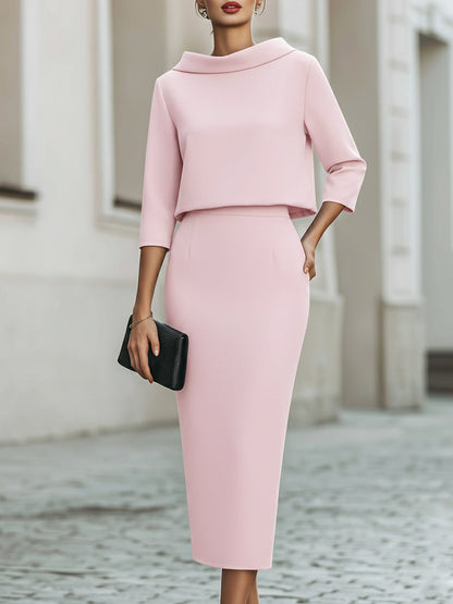 Camille | Boat Neck Top & Midi Skirt Set
