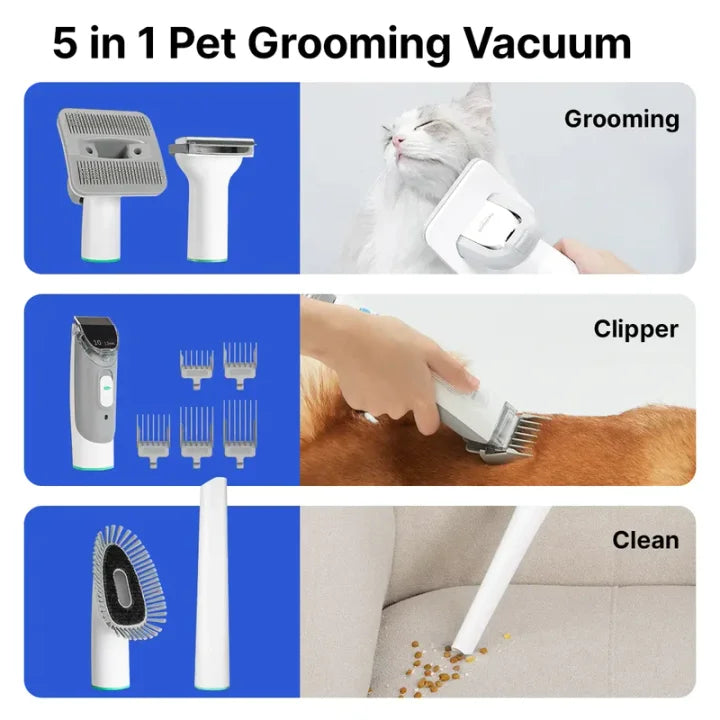 5-in-1 Pet Grooming Kit with Vacuum Suction: Perfect for Dogs, Cats