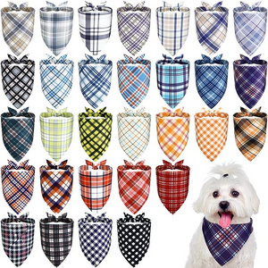 30 Pcs Dog Bandana Plaid Pet Bandana