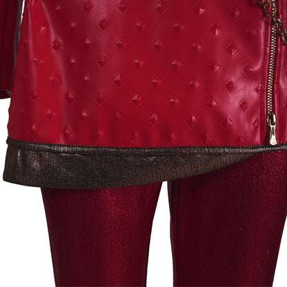 Deluxe Descendants Wicked Wonderland Red Costume Leather Jacket Pants and Skirt Full Set