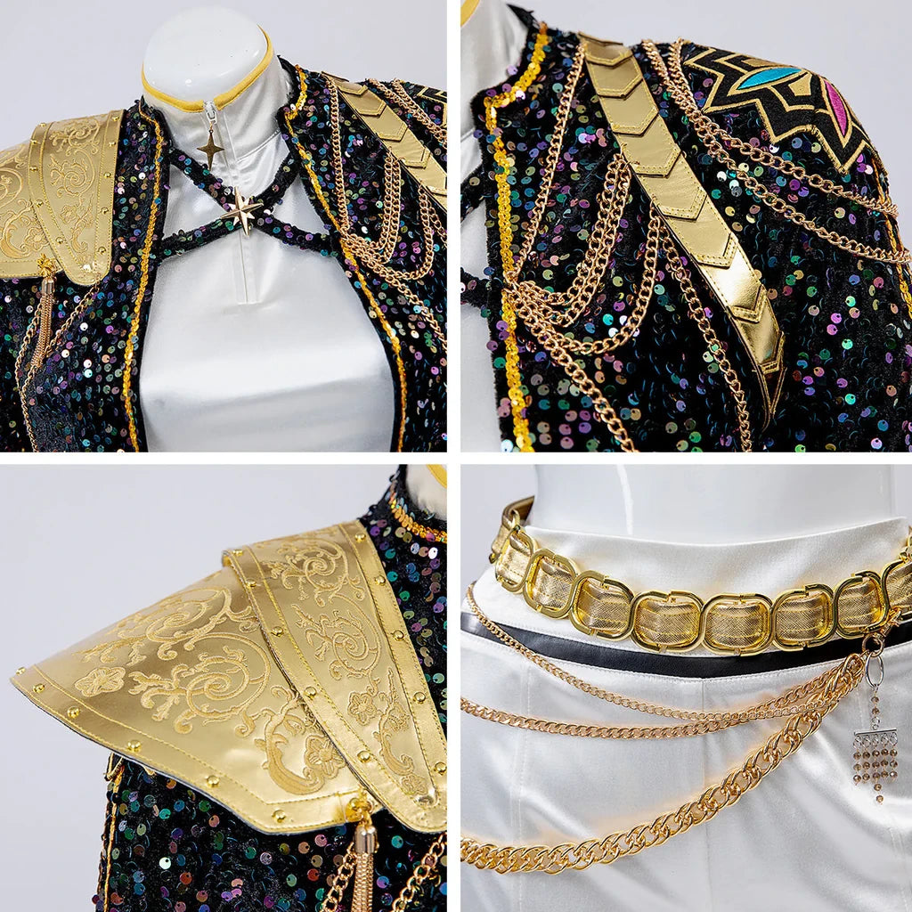 Pop Stars Rumi Costume Kpop Demon Hunters Golden Black Dance Outfit St