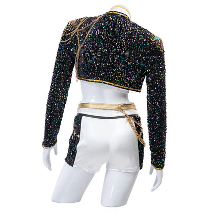 Pop Stars Rumi Costume Kpop Demon Hunters Golden Black Dance Outfit St