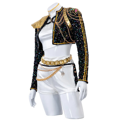 Pop Stars Rumi Costume Kpop Demon Hunters Golden Black Dance Outfit St