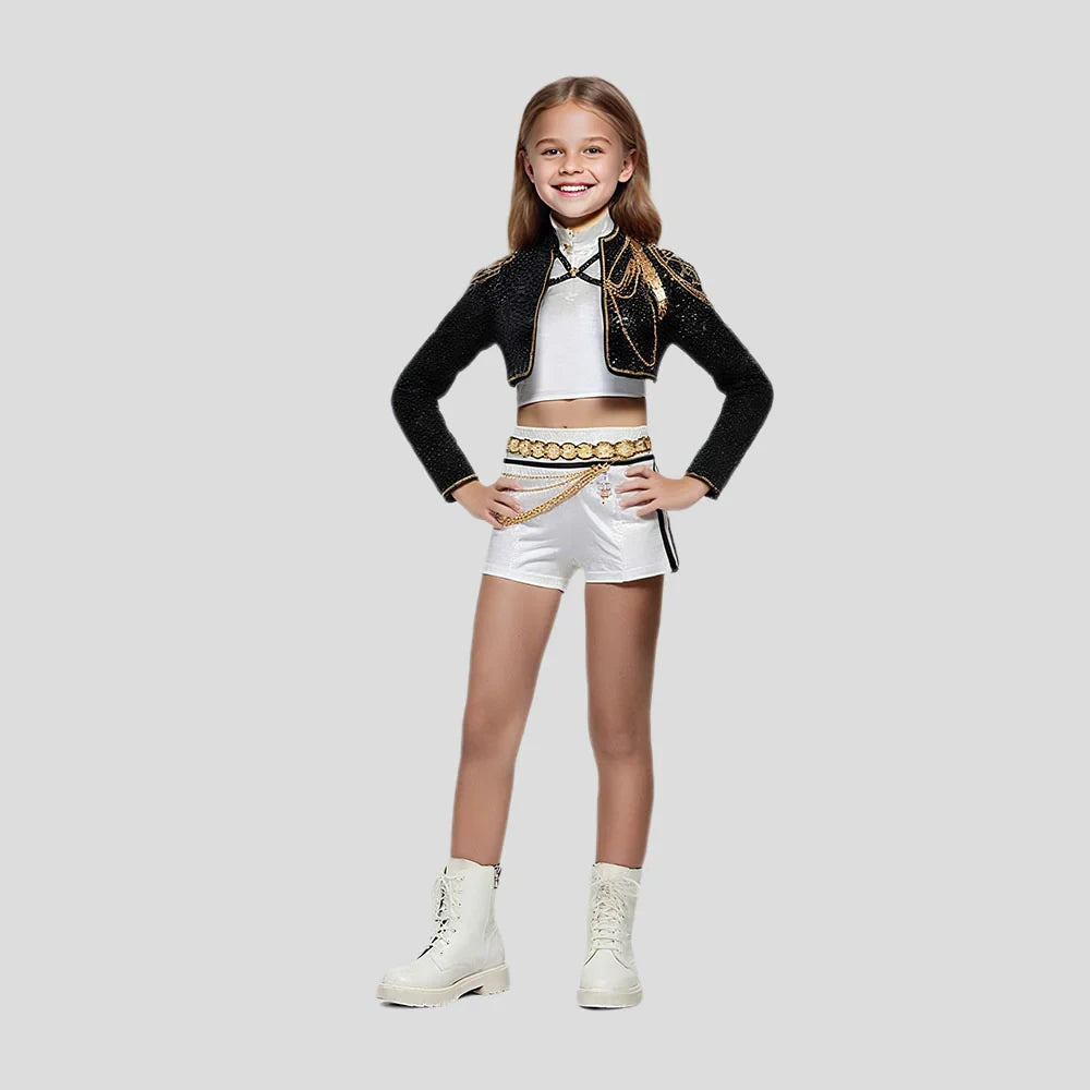 Pop Stars Rumi Costume Kpop Demon Hunters Golden Black Dance Outfit St