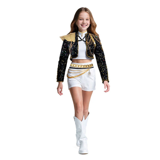 Pop Stars Rumi Costume Kpop Demon Hunters Golden Black Dance Outfit Stage Performance Suit