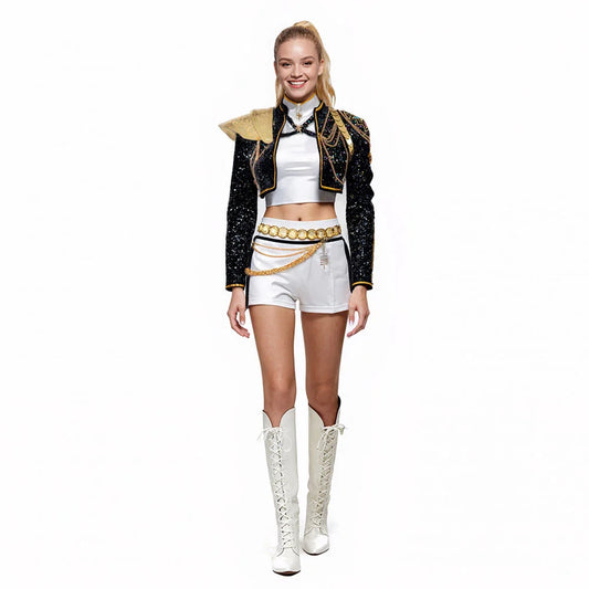 Pop Stars Rumi Costume Kpop Demon Hunters Golden Black Dance Outfit St