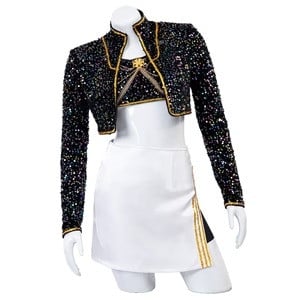 Pop Idol Costume Golden Black Stage Performance Outfit Cosplay Suit Full Set