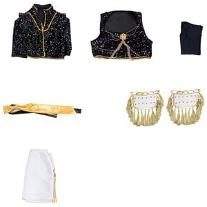 Pop Idol Costume Golden Black Stage Performance Outfit Cosplay Suit Full Set
