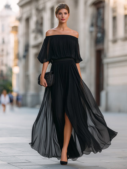 Seraphine | Off-Shoulder Pleated Maxi Dress