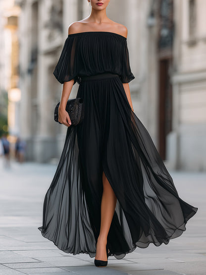 Seraphine | Off-Shoulder Pleated Maxi Dress