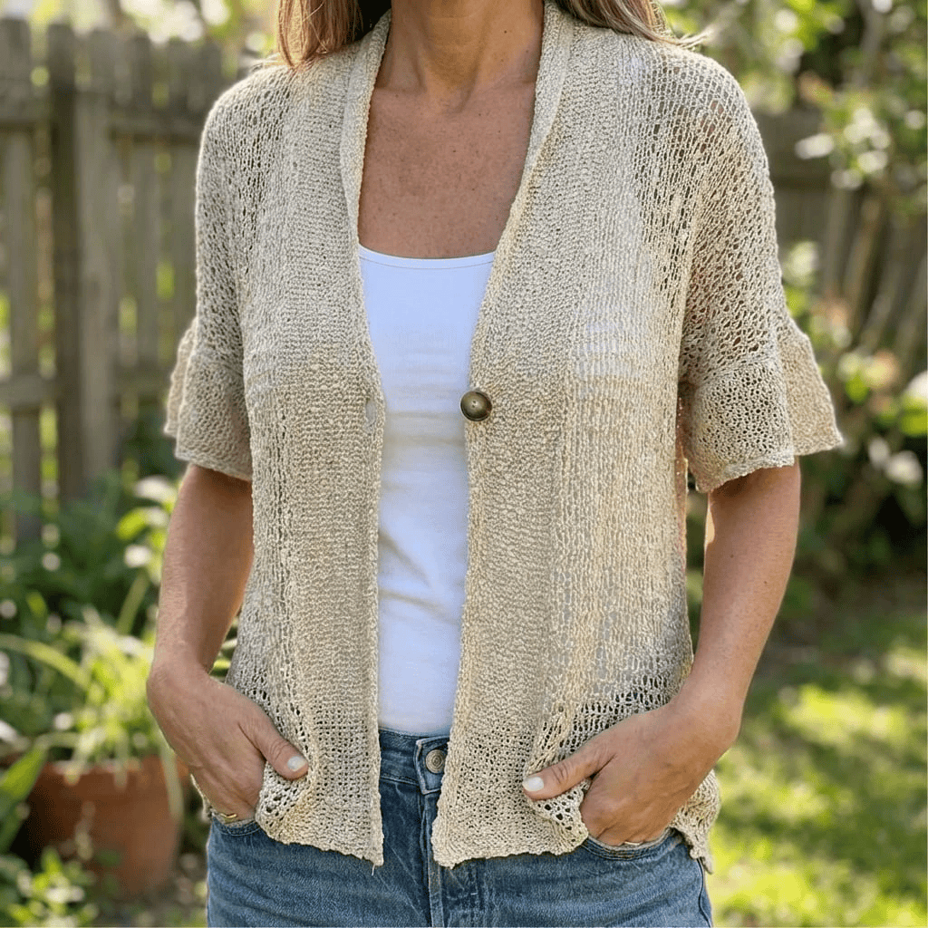Women's Lightweight Knit Cardigan | Relaxed Short Sleeve Layering Piece
