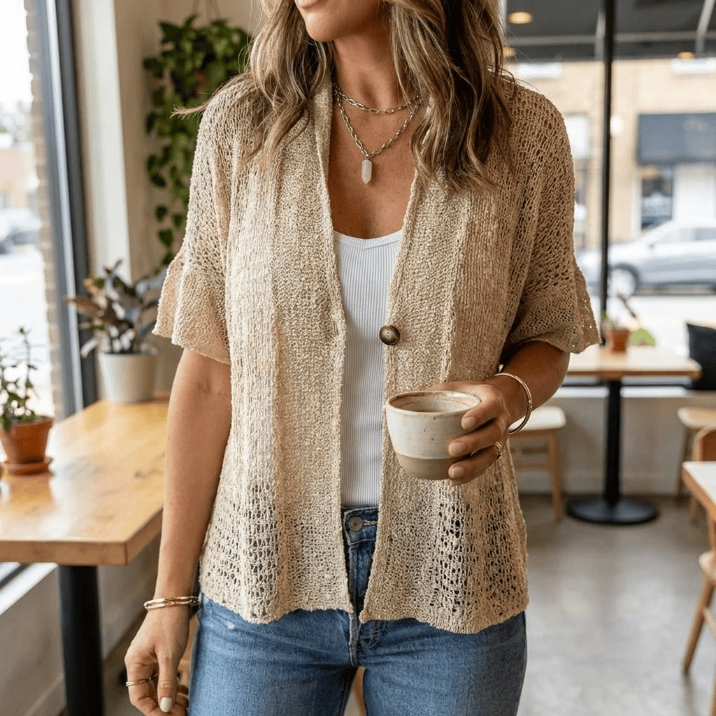 Amara | Relaxed Short Sleeve  Knit Cardigan