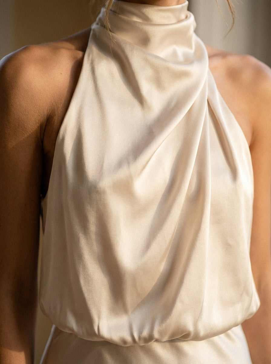 Camille | Elegant Satin Cowl Midi Dress