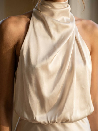 Camille | Elegant Satin Cowl Midi Dress