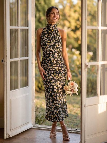 Camille | Elegant Satin Cowl Midi Dress