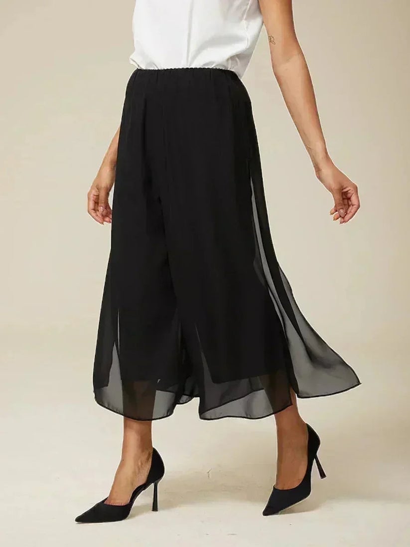 Paloma | Chiffon Overlay Mid-Waist Cropped Trousers