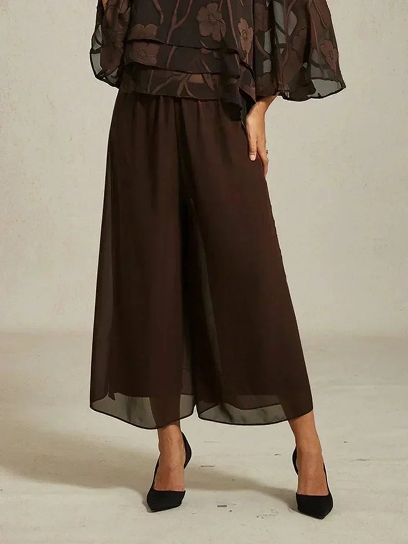 Paloma | Chiffon Overlay Mid-Waist Cropped Trousers