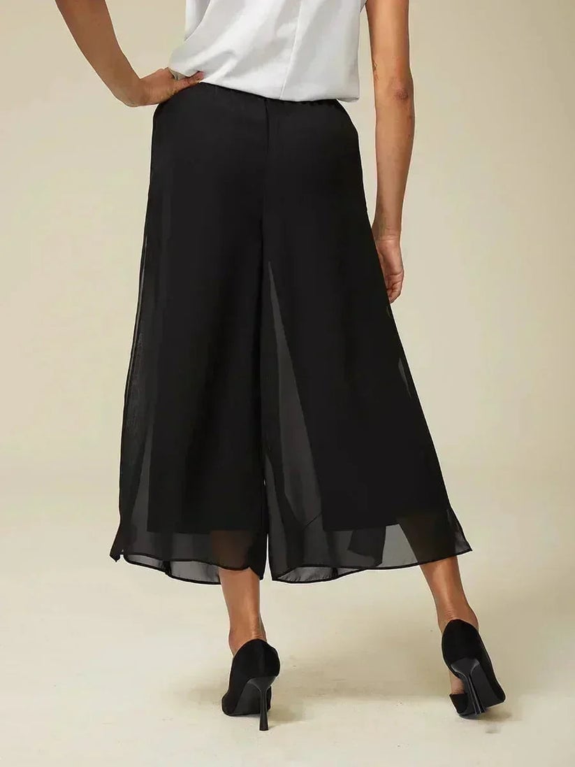 Paloma | Chiffon Overlay Mid-Waist Cropped Trousers