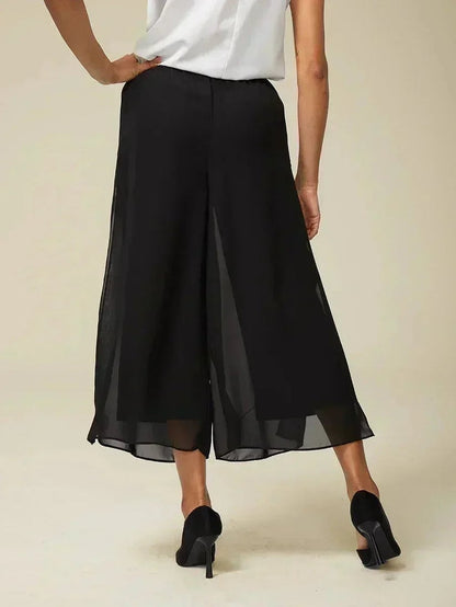 Paloma | Chiffon Overlay Mid-Waist Cropped Trousers