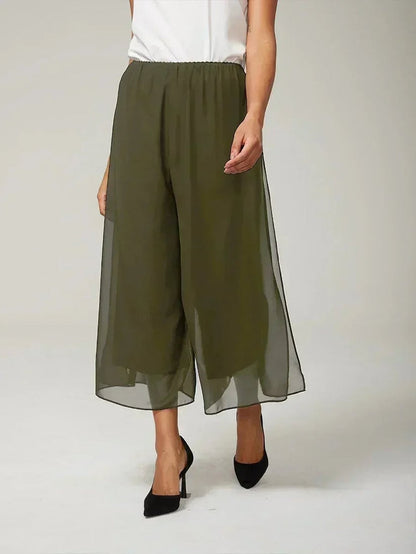 Paloma | Chiffon Overlay Mid-Waist Cropped Trousers