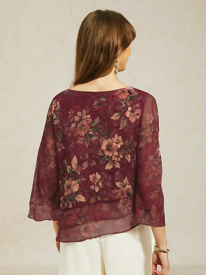 Odette | Chiffon Lace Layered Bell-Sleeve Top