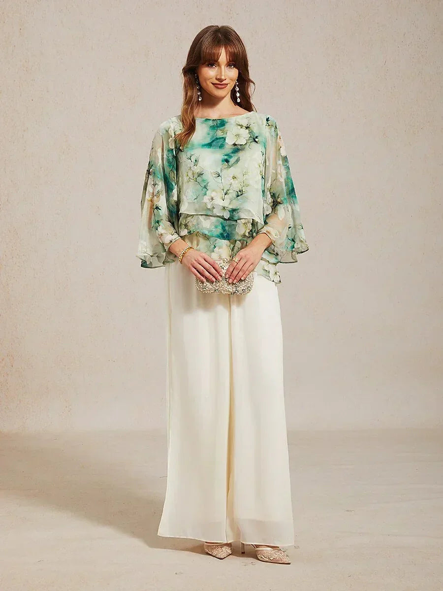 Odette | Chiffon Lace Layered Bell-Sleeve Top