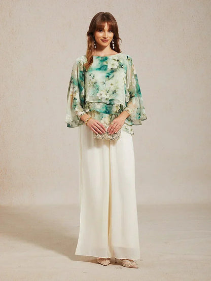 Odette | Chiffon Lace Layered Bell-Sleeve Top