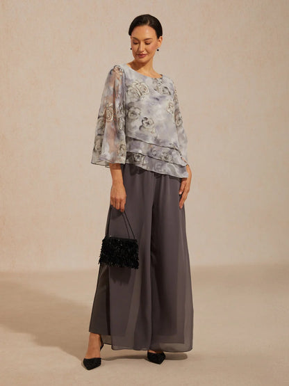 Odette | Chiffon Lace Layered Bell-Sleeve Top