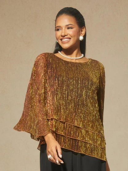 Valentina | Shimmering Asymmetrical Pleated Blouse