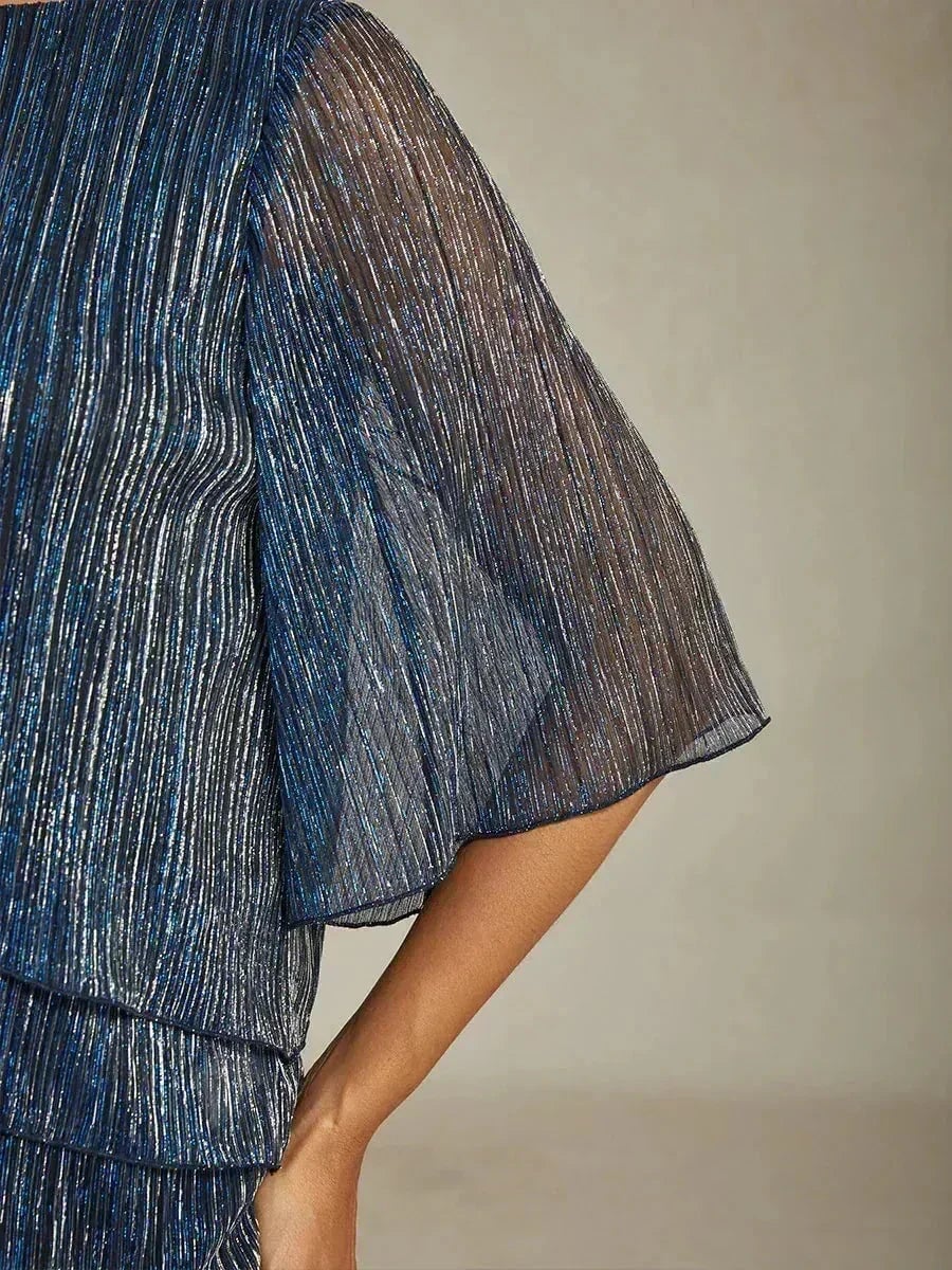 Valentina | Shimmering Asymmetrical Pleated Blouse