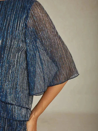 Valentina | Shimmering Asymmetrical Pleated Blouse
