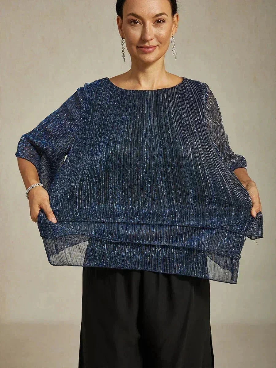 Valentina | Shimmering Asymmetrical Pleated Blouse