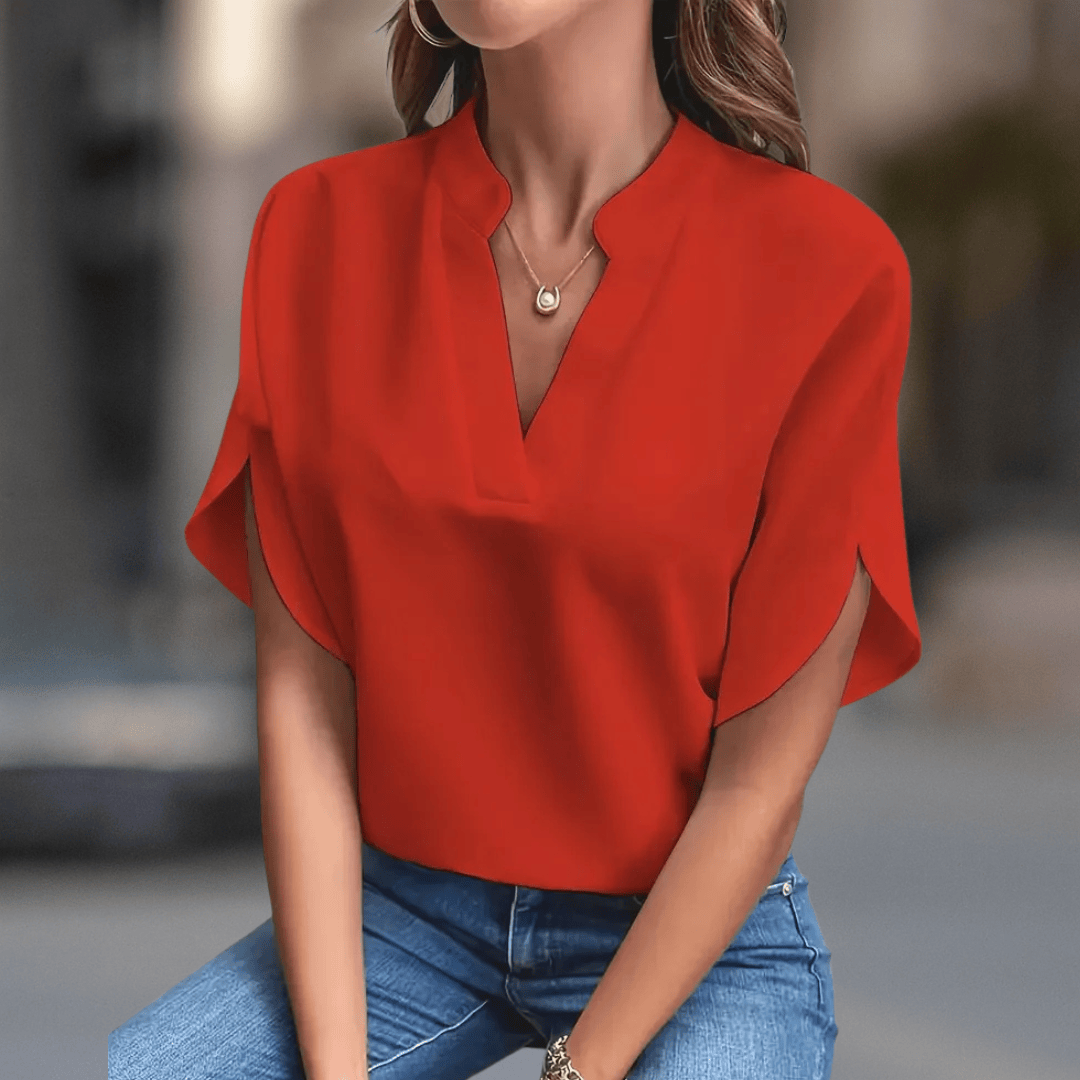 Women's Soft Lightweight V-Neck Blouse | Elegant Flowy Summer Top