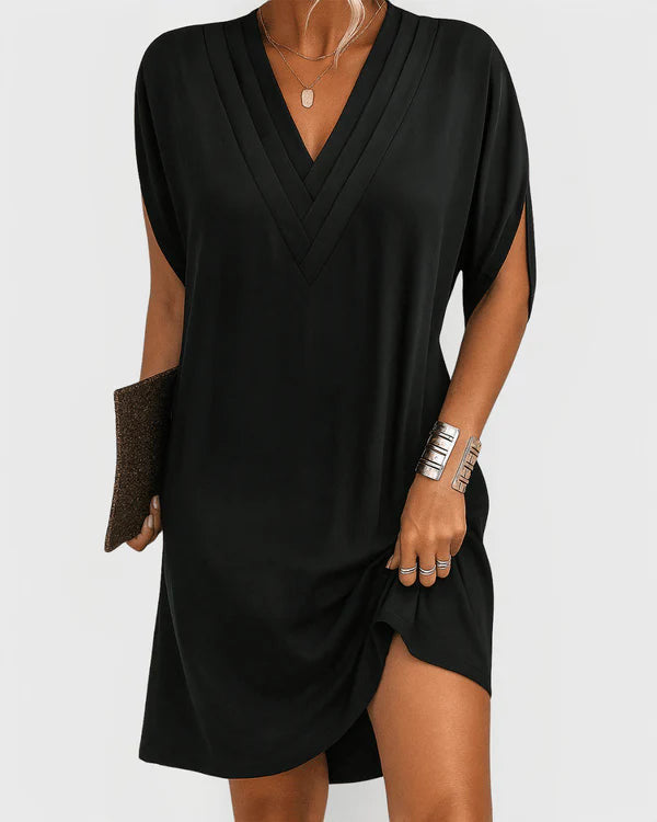 Elena | Soft Sleeve V-Neck Dress