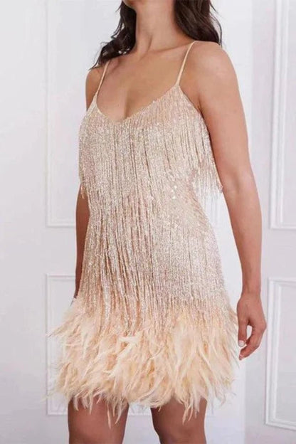 Maya | Elegant Sequin Stitching Mini Dress