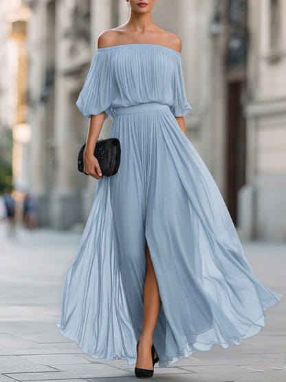 Seraphine | Off-Shoulder Pleated Maxi Dress